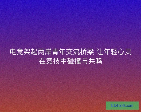 电竞架起两岸青年交流桥梁 让年轻心灵在竞技中碰撞与共鸣